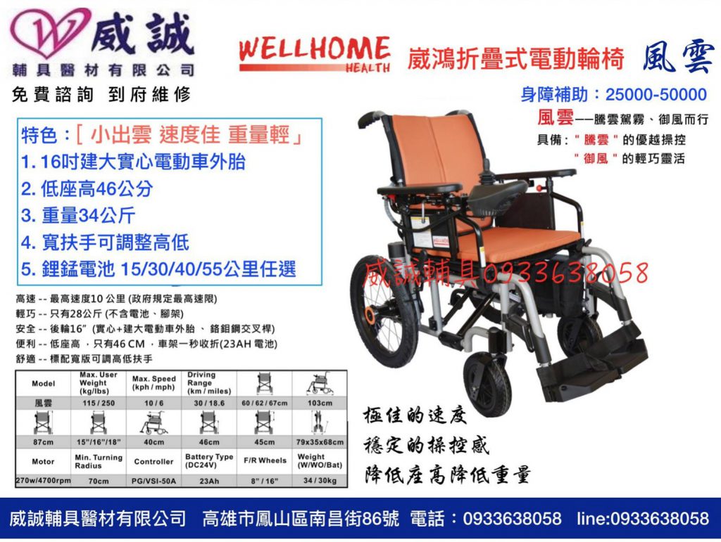 折疊式電動輪椅
